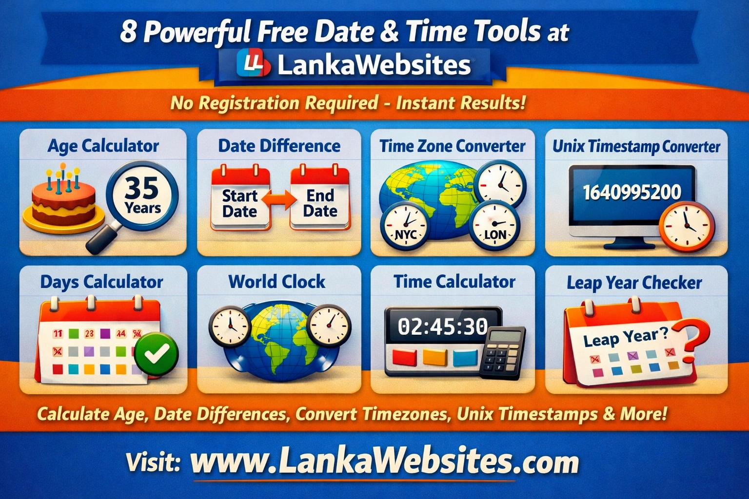 8 Free Date & Time Tools Online - Age Calculator, Countdown Timer & More