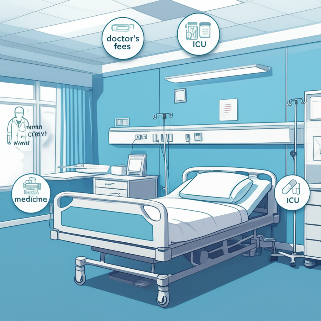 An illustration showing various hospitalization costs typically covered by a Sri Lankan health insurance policy.