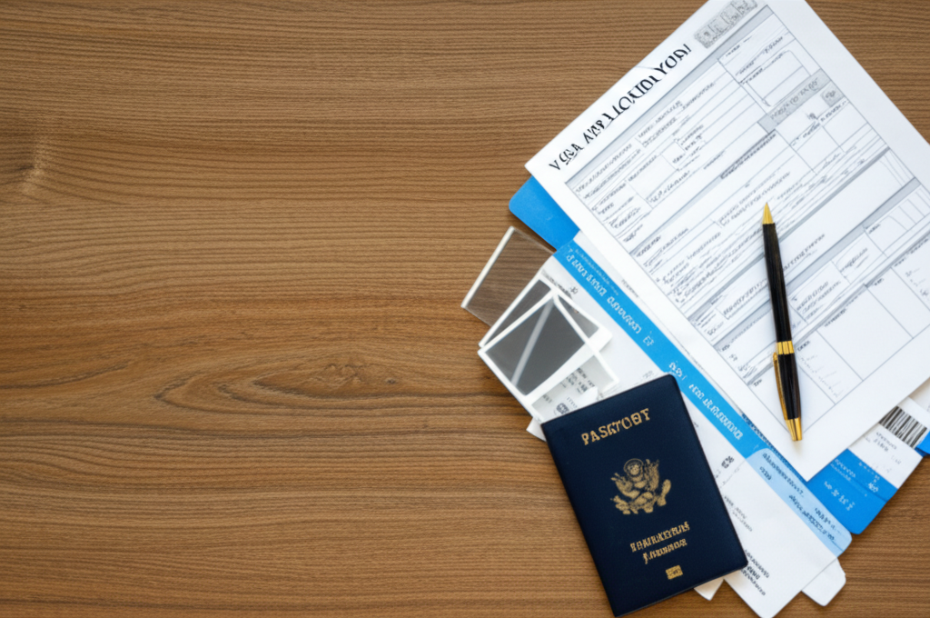 Essential documents laid out for a Sri Lankan visa application.