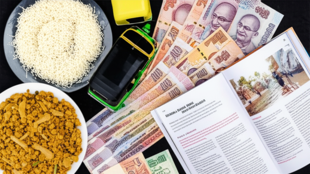 An array of items representing the costs and budget for a family trip to Sri Lanka.