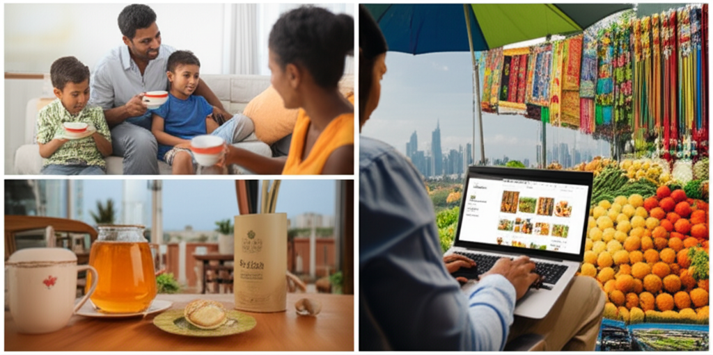 A member of the Sri Lankan expat community shopping online for products from their home country.