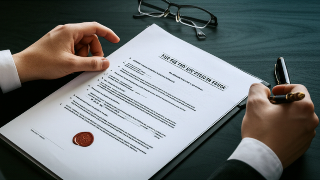 A person carefully reviewing a legal property document, symbolizing the due diligence process.