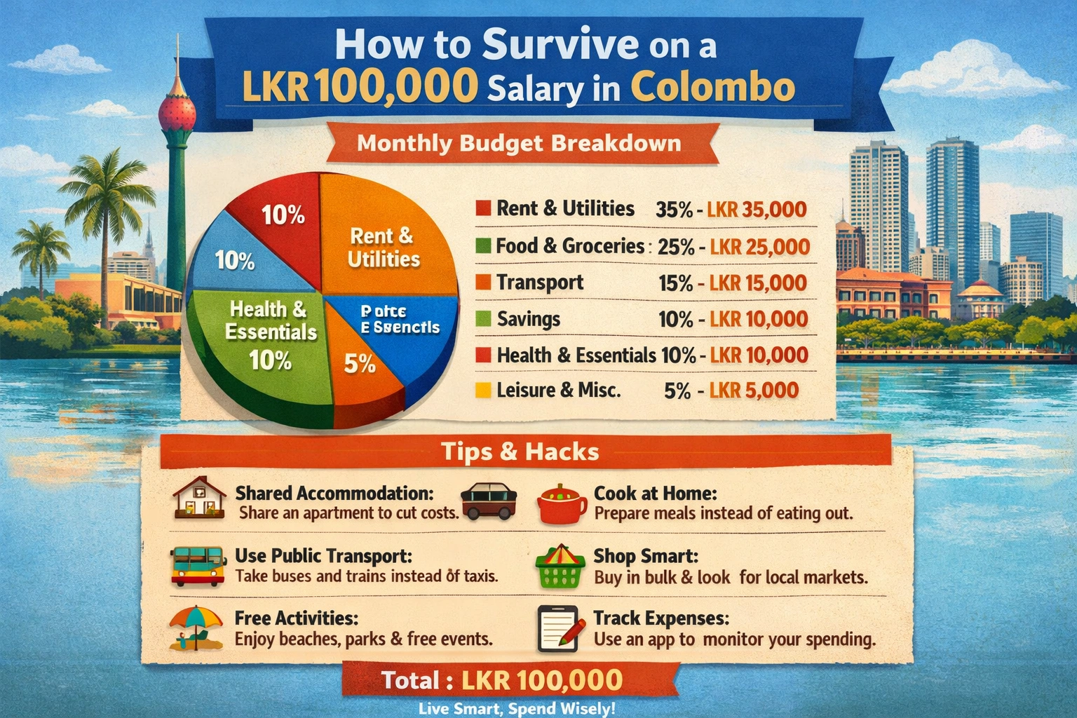 How to survive on a LKR 100,000 salary in Colombo: Budget breakdown and hacks.
