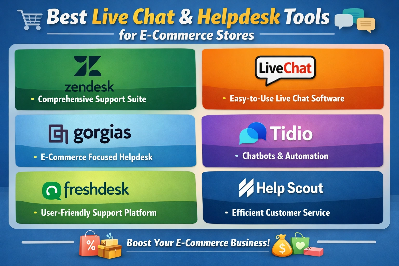 Best live chat and helpdesk tools for e-commerce stores.