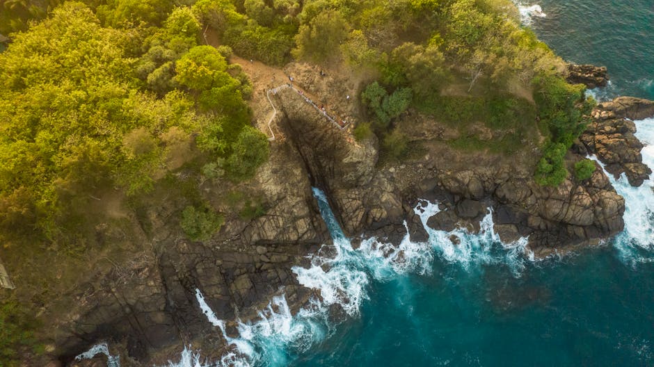 Aerial panorama of Sri Lanka's beautiful beaches and turquoise waters