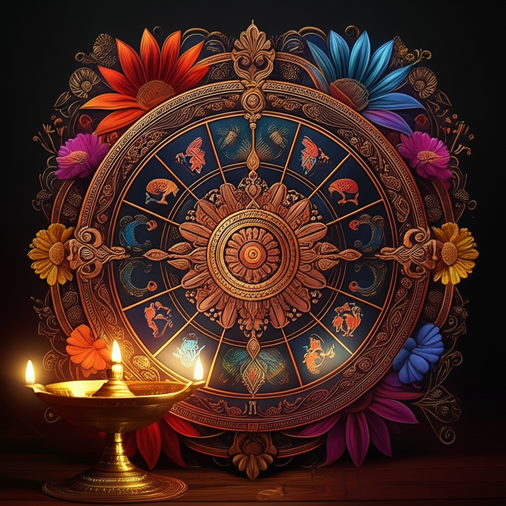 Illustration showing the astrological transition that marks the start of the Sri Lankan New Year.