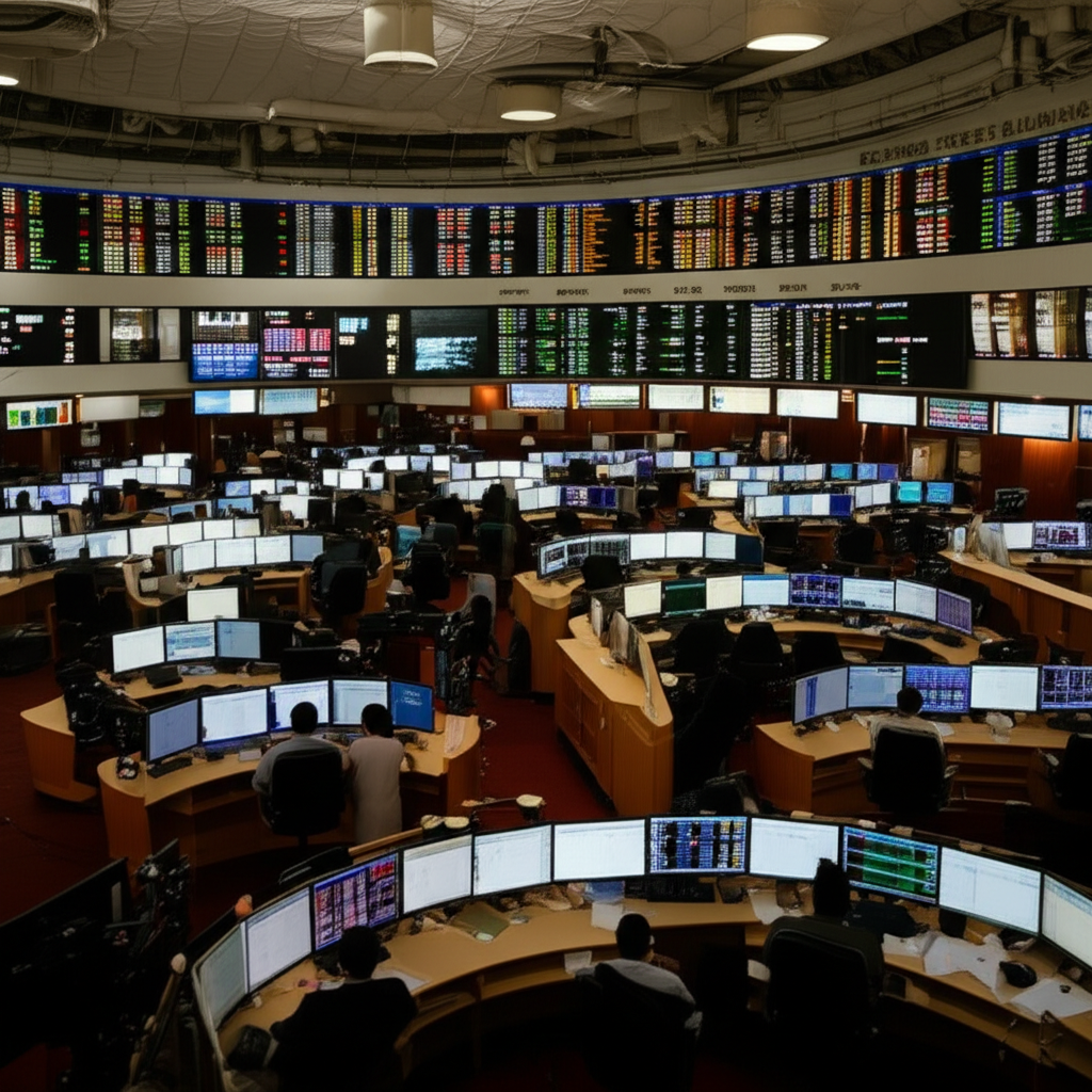 Digital screen showing live data from the Colombo Stock Exchange.