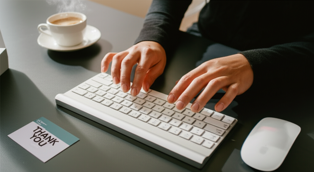 A professional writing a networking follow-up email.