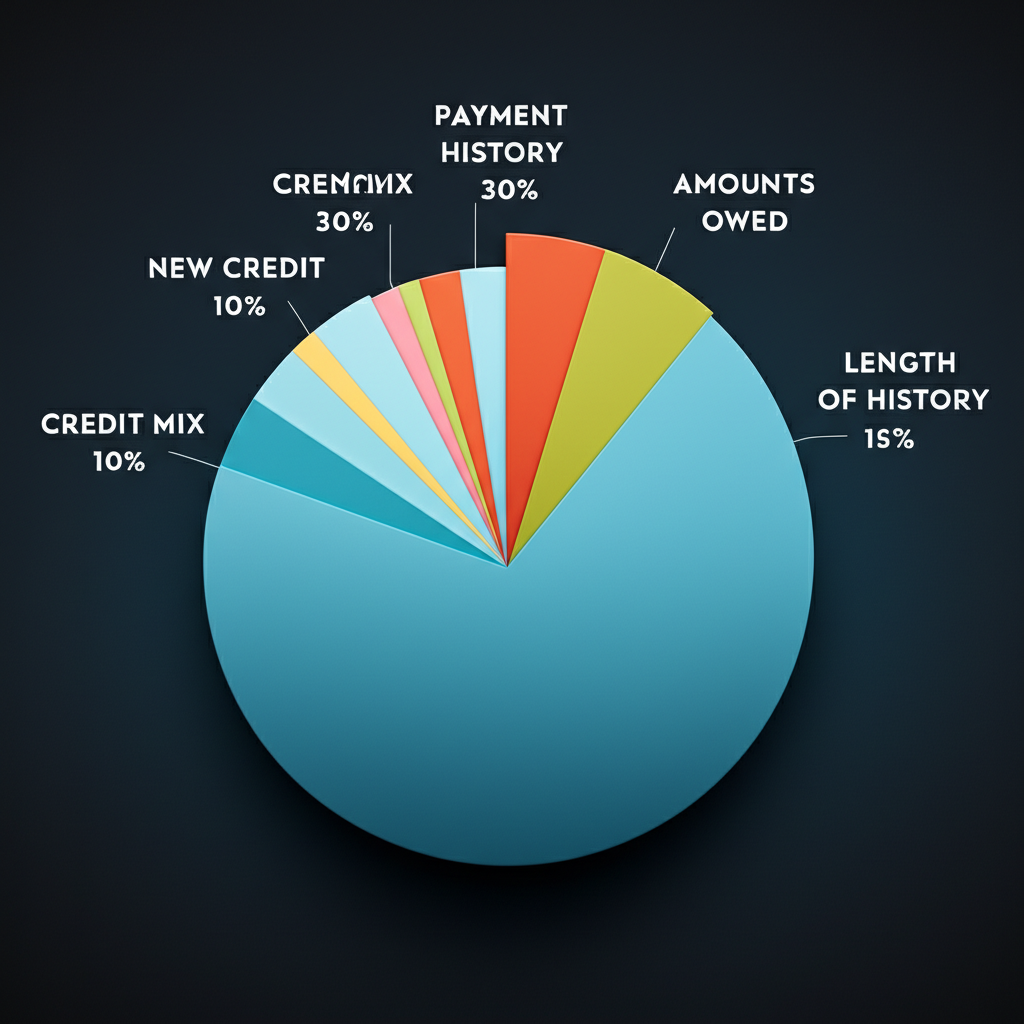 Chart explaining the factors that make up a US credit score.